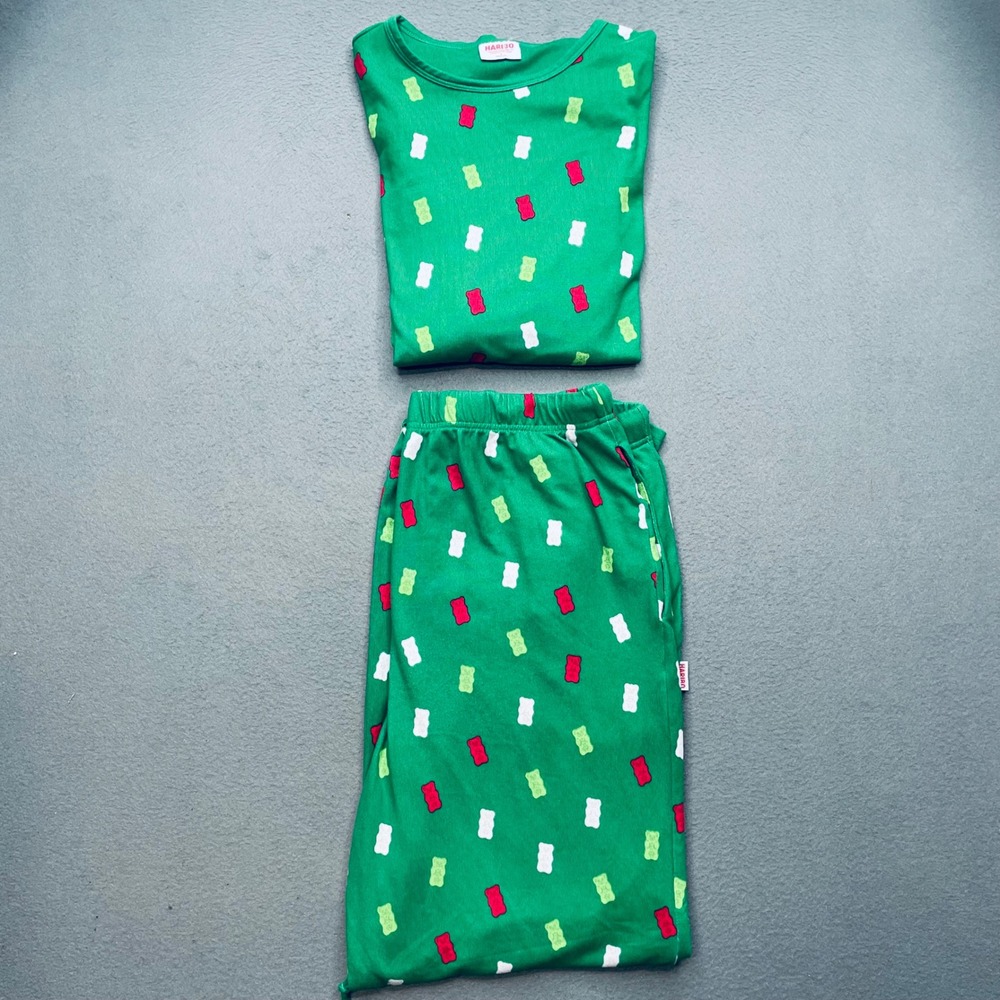 Haribo Men Pajama Set Green Gummy‎ Bear Print Large Novelty Sleepwear